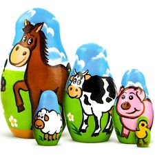 Farm Animals Nesting Dolls Set 5 pcs - Farm Animals Figures - Farm Animals Toys
