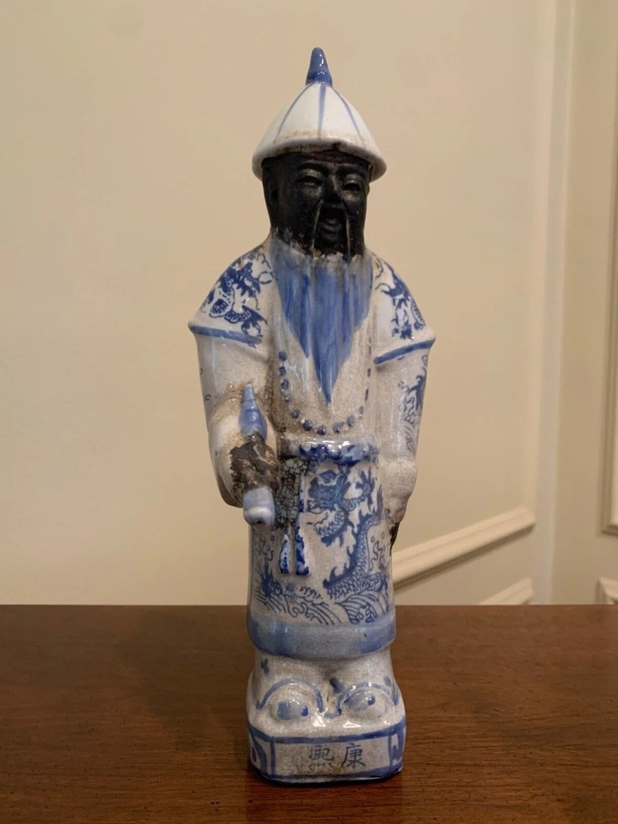 Blue Porcelain & Pottery Antique Chinese Figurines & Statues for