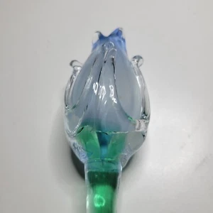 Vintage Mikasa Blue Glass Long Stem Tulip Rose Flower Replacement 14" Green Stem - Picture 1 of 18