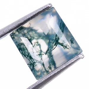 Natural Moss Agate Faceted Square 5X5 Loose Gemstone For Jewelry Making 0.50Ct. - Picture 1 of 6
