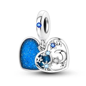 MULA European Star Moon Love Charm CZ Enamel For Women Bracelet Silver Plated - Picture 1 of 6