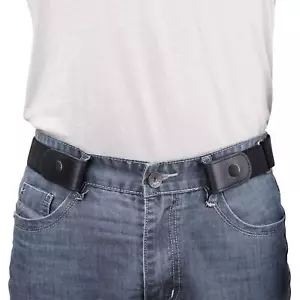 Buckle Free Stretch Belt for Men 1.38 Inches Wide Pants Size 30-48 Black - Picture 1 of 6