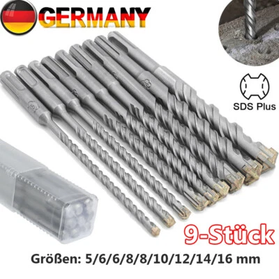 SDS-plus Betonbohrer Set 9x Bohrer Steinbohrer Bohrerset Hammerbohrer Ø5-16MM!!! - Bild 1 von 4