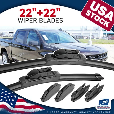 FRONT 22"&22" WINDSHIELD WIPER BLADES SET OEM For 2007-2021 GMC Sierra 3500 HD - Изображение 1 из 4
