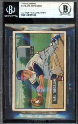 Autógrafo Bowman 1951 firmado por Earl Torgeson Beckett BAS Foto 1 de 2