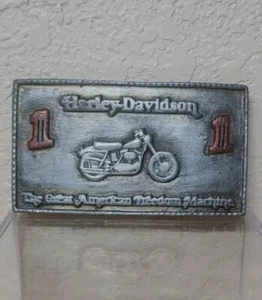 Vintage Harley Davidson Motorcycle Brass Belt Buckle 1974 Bergamot Brass Works  - Picture 1 of 2