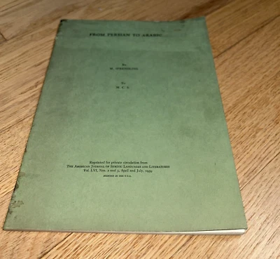 1939 FROM PERSIAN TO ARABIC- M. SPRENGLING American Journal of Semitic Languages Foto 1 de 4