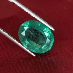 8.36 Ct. Zambian Lab-grown Oval Cut Green Emerald Faceted Stone For Jewery - Picture 1 of 4