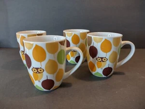 Set of 4 Rachael Ray Little Hoot Owl Ceramic Mugs - Picture 1 of 5