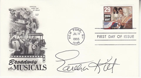 EARTHA KITT ( 1927 - 2008 ) hand signed 1993 FDC autographed ] BROADWAY FDOI Cover