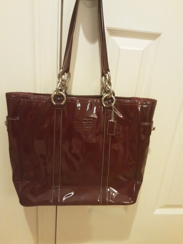 Borsa Coach Y2K vintage RARA grande borsa a tracolla bordeaux vernice pelle