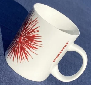 Starbucks Holiday Star Starburst Firework 2014 Red White Coffee Mug - FREE Ship - Picture 1 of 15