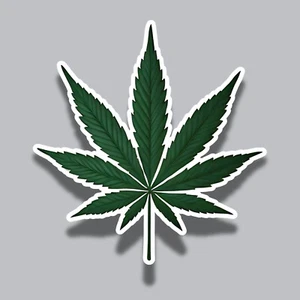 Cannabis Leaf Weed Simple Green Hemp Relaxation 3" Vinyl Sticker - Picture 1 of 1