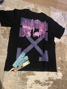 Off White Mens Tshirt - Black & Pink - Grey Cross - Small - New - Picture 1 of 6
