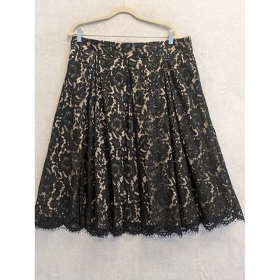 Falda superpuesta de encaje negra Sweet Salt forro tostado plisada midi XL Foto 1 de 4