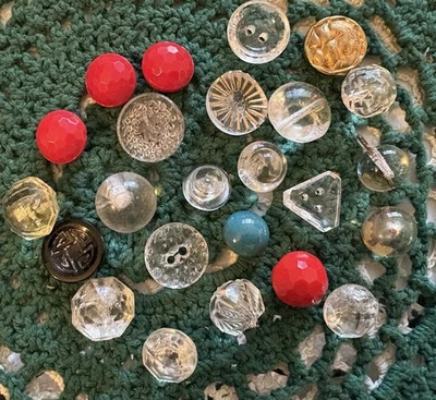 VINTAGE   Fancy   COLORED   &  Clear   CRYSTAL  GLASS   BUTTONS   -  Z-178 - Image 1 of 4