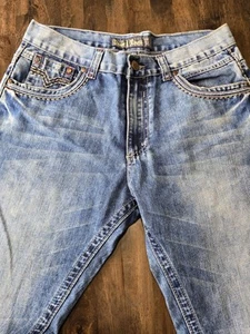 Men's Denim & Rivets Straight Dark Faded Denim Blue Jeans Size 34 - Picture 1 of 6
