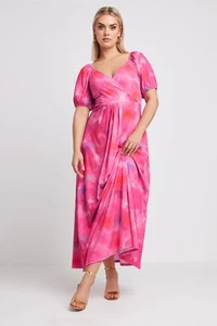Yours Curve Women's Plus Size Blur Floral Print Wrap Maxi Dress - Picture 1 of 13