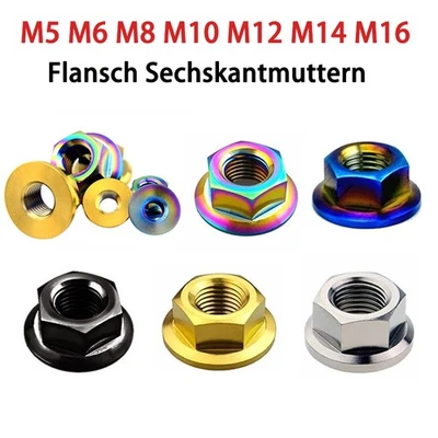 Titanmuttern M5 M6 M8 M10 M12 M14 M16 Flanschmuttern Sechskant Sicherungsmuttern - Bild 1 von 4