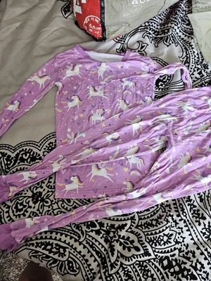 Little Sleepies Two- Piece Pajama Set Purple Unicorn Size 5/6 - Image 1 of 3