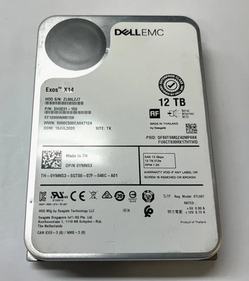 12TB 3.5" SAS Seagate  ST12000NM0158 Exos X14 - Image 1 of 3