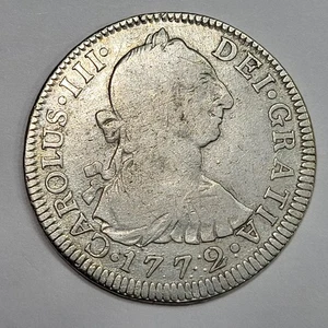 1772 Mo Mexico Silver 2 Reales INVERTED Mintmark Carolus III Silver Nice *K328 - Picture 1 of 2