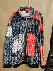 Plus Size Women's Bandana Paisley 2 Piece Tracksuit Set, Size 5X - Picture 1 of 19