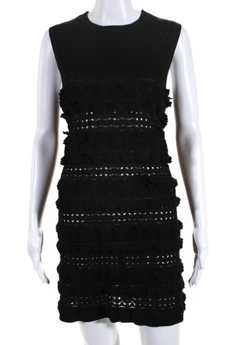 Mini abito donna Chanel senza maniche in maglia a strati con volant nero taglia FR 42 20P