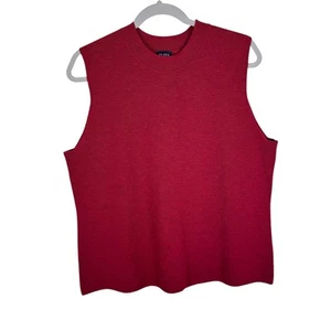 Suéter Eileen Fisher Mujer Rojo 100% Lana Cuello Redondo Sin Mangas Tejido Apretado Talla 1X - Imagen 1 de 4
