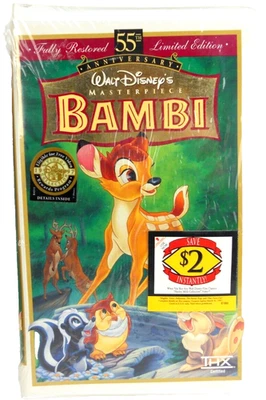 Bambi VHS Fully Restored Limited Edition 55th Anniversary Disney Masterpiece New - Image 1 of 4