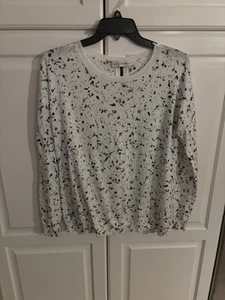 White + Warren Top Langarm Schwarz Weiß Freizeit Damen Medium. Reißverschluss hinten - Bild 1 von 8