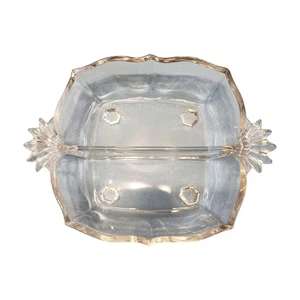 Clear Glass Divided Serving Dish with Handles Crystal Candy Relish Tray - Picture 1 of 4