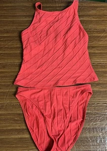 La Blanca 2 Piece Swimsuit Tankini Set Top And Bottom Size 12 Red Beach Vacation - Picture 1 of 8