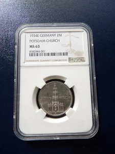 Germany Third Reich NGC MS63 1934 E 2 Reichsmarks silver coin with Swastika - Picture 1 of 6