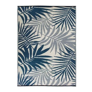 Hawaii Navy 5 ft. x 7 ft. Modern Floral Reversible Plastic Outdoor Area Rug - Picture 1 of 9