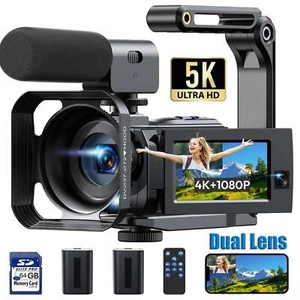 5K Dual Lens Video Camera Camcorder, 56MP WiFi 3” 270° IR 64GB 16X Digital Zoom~ - Picture 1 of 11