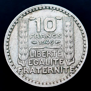 1946c. + Flügel Frankreich 10 Franken (-, großer Kopf) Münze, km908.1 🙂 🙂 - Bild 1 von 2