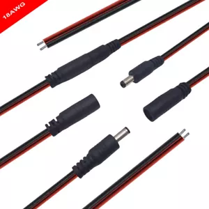 18AWG DC5.5x2.1 Power Cable 5.5X2.5 Male Female Connectors Cord Wire 30cm - Picture 1 of 10