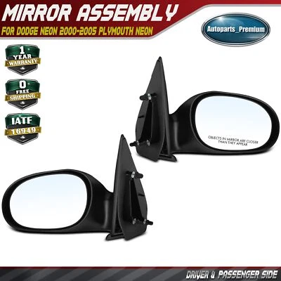 Espejo retrovisor plegable manual izquierdo y derecho negro 2 piezas para Dodge Neon 2000-2005 Plymouth Foto 1 de 4