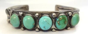 Bracciale antico lingotto Navajo argento 900 5 pietre turchesi - LEGGI! - Foto 1 di 22