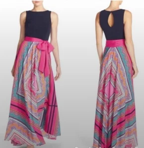 Neu mit Etikett Eliza J Damen Maxikleid Größe 2 ärmellos Einstecktuch Hochzeit formell - Bild 1 von 11