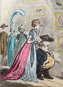 A Peep at Christies James Gillray 1796 Etching-Bohn 1847 handcoloured restrike - Picture 1 of 4