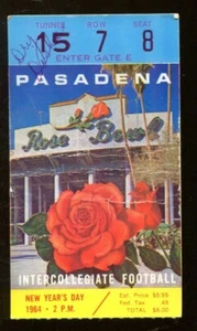 1964 Rose Bowl Ticket Washington v Illinois Jim Grabowski MVP 56583 - Picture 1 of 2