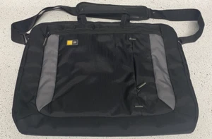 Case Logic Laptop Bag Messenger Shoulder Strap & Handles Black Gray 13" - 15" - Picture 1 of 3