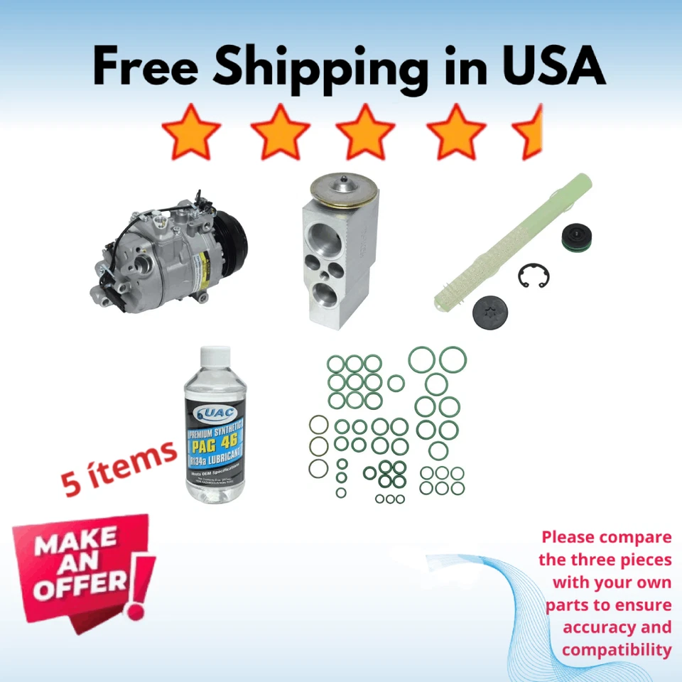 Compressor & Valve A/C Fit BMW 760Li 2011-2015, BMW ActiveHybrid 7 2013-2015 - Image 1 of 4