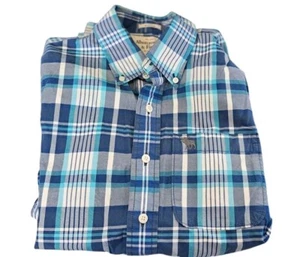 Camicia Abercrombie & Fitch blu a quadri con bottoni e colletto muscolare grande - Foto 1 di 8