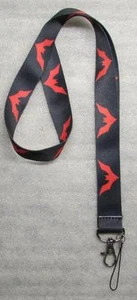 Schwarz Rot Fledermaus Schlüsselband Schlüsselanhänger Ring Keychain Ausweishalter NEU - Bild 1 von 3