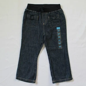 The Children's Place Girls 2T Denim Blue Bow Pockets Pull String Elastic Waist - Picture 1 of 6