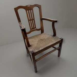 Antique 18th Century French Arm Chair With Rush Seat - Picture 1 of 9