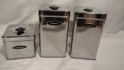 Vintage Masterware Cannette Set Of 3 Chrome Canisters, Sugar, Flour, Coffee